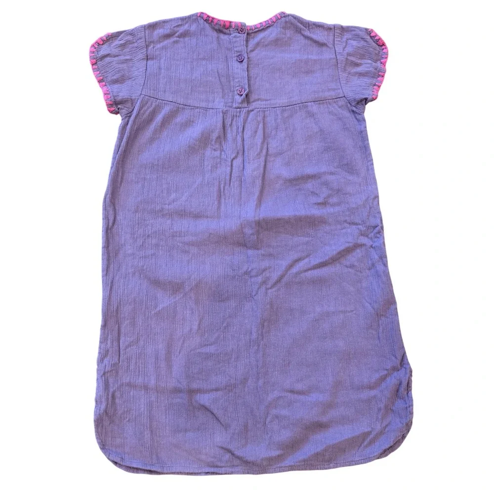 Louis Louise Girls Purple‎ Cotton Gauze Embroidered Floral Dress Size 8
